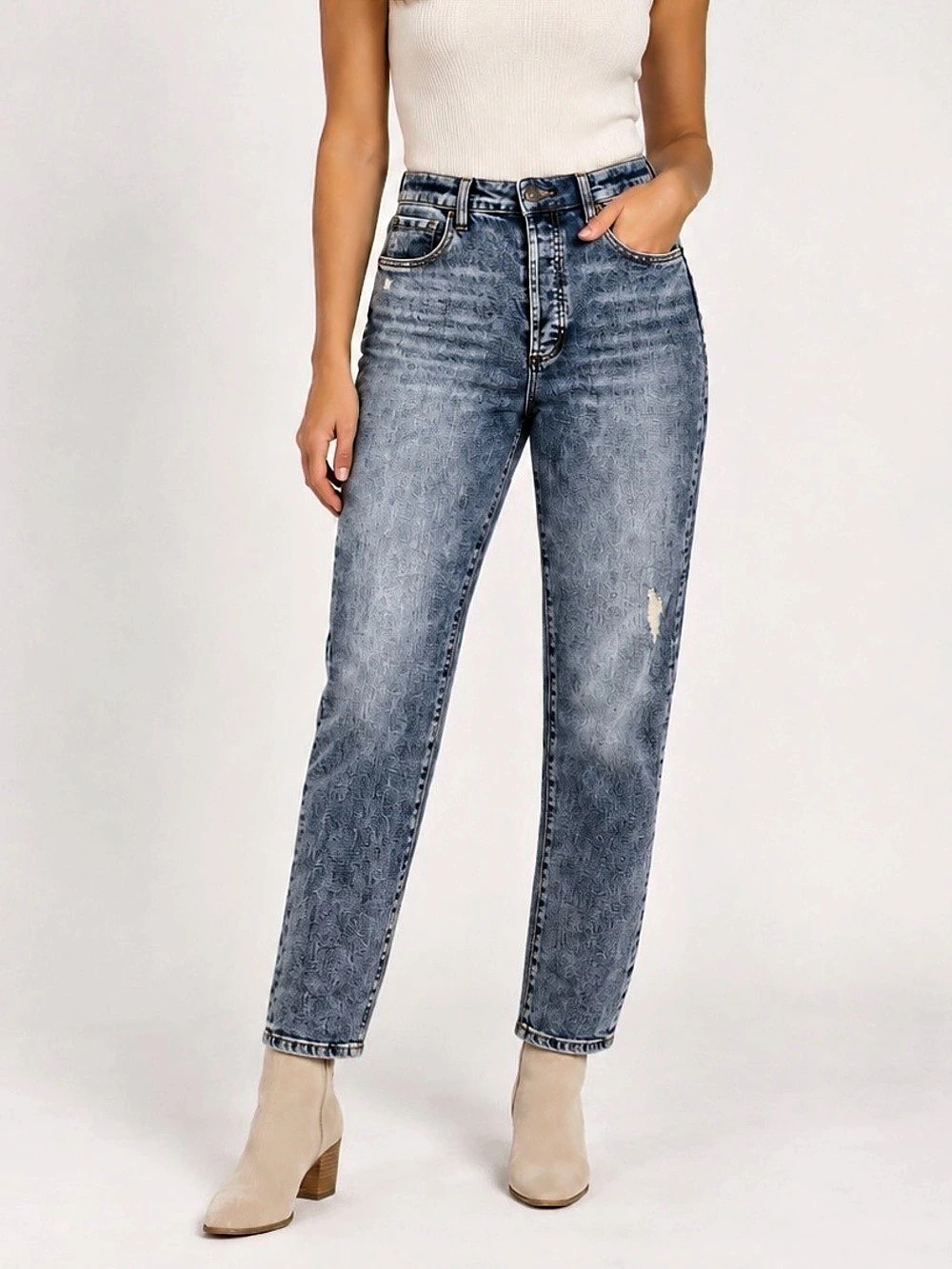 KUT from the Kloth 8 Rosa Crop High Rise Straight Leg Jeans Women’s Acid Wash
